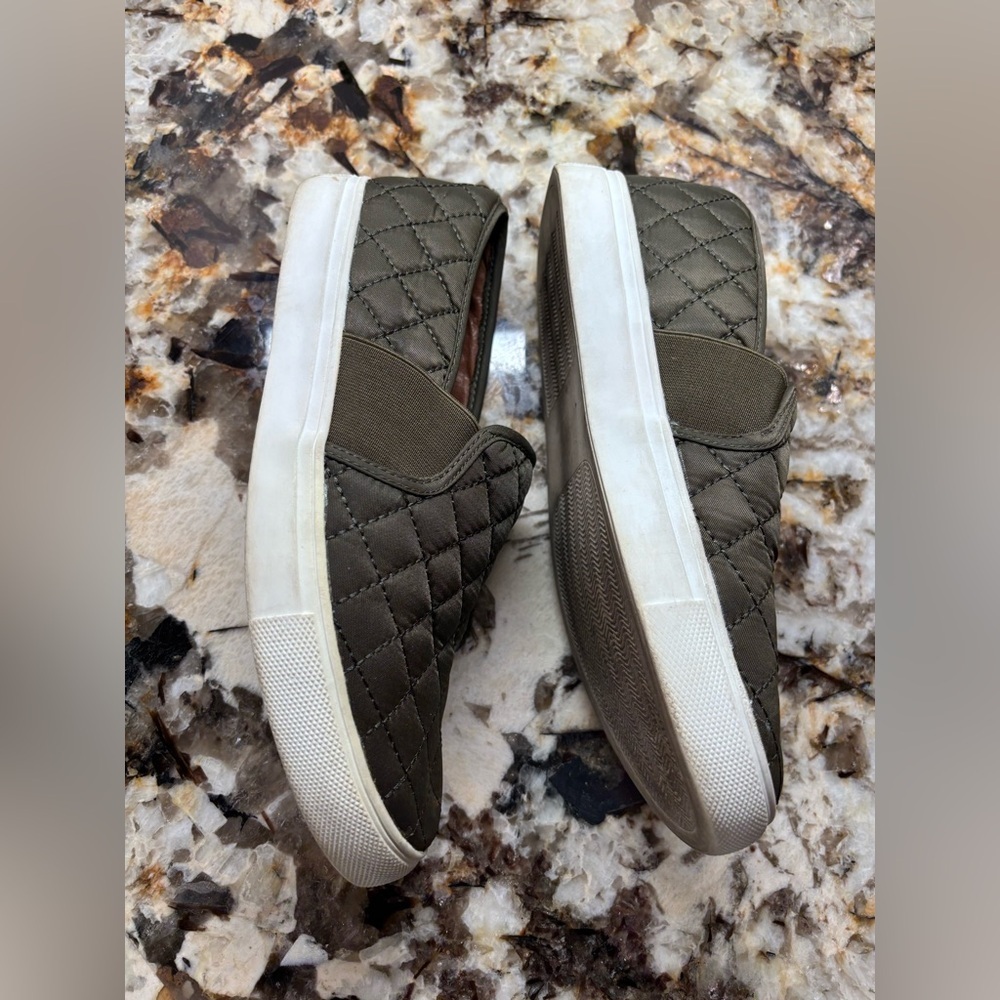 Steve Madden  Quilted Olive Slip-On Loafers - Picture 8 of 9